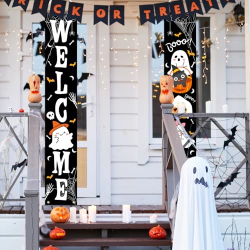 Halloween Door Banner Decorations - Boo Welcome Porch Sign Set