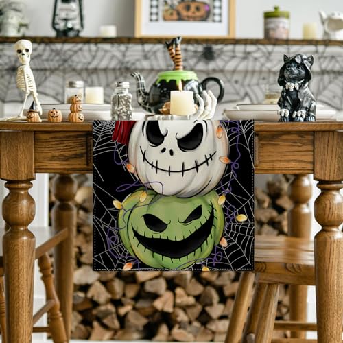 Halloween Table Runner 13x72 Inch Spooky Home Party Decor - Linen Fabric