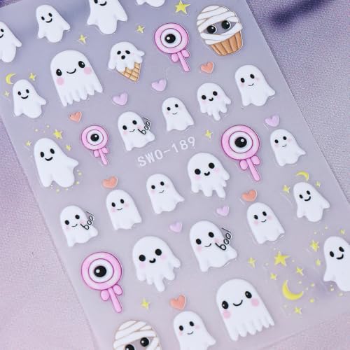 Halloween Nail Stickers 5D Embossed Ghost Design - Variation of THIS listing