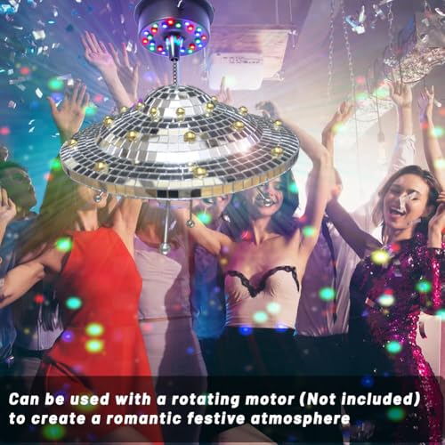 Disco Ball UFO Spaceship Mirror Reflective Decor - Handmade Party Ornament (9 Inch)