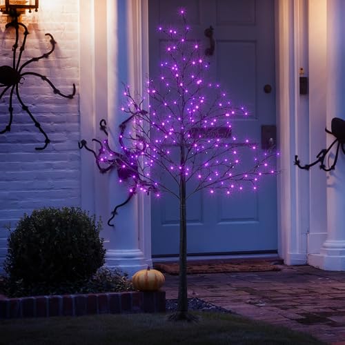 Lightshare 6ft Purple Halloween Willow Tree with 200 LED Lights Indoor Outdoor Decor