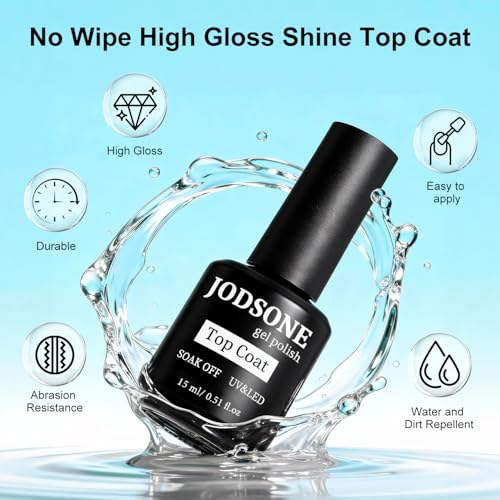 JODSONE M50002 UV LED Nail Lamp with Base & Top Coat Set - Automatic Sensor & 4 Timers