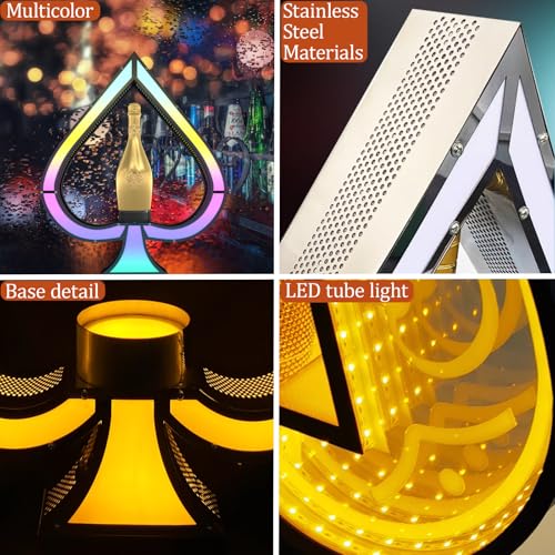 LED Ace of Spades Champagne Bottle Display with Remote Control - Color Adjustable Lighted Liquor Holder for Bars & Parties