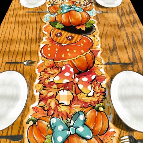 Fall Table Runner 13x72 Inch Orange Gingham Thanksgiving Home Decor - Variation of 13"x72" Shaped
