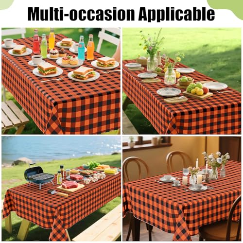 Halloween Table Cloth 60x102 Inches Vinyl & Flannel Backed Orange Black