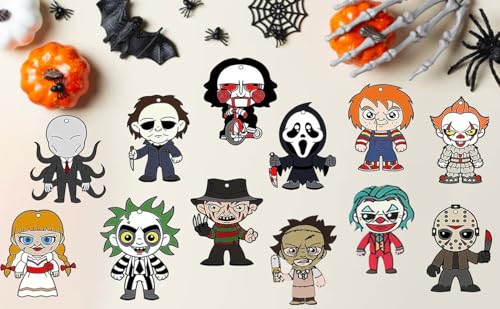 Halloween Wooden Tree Decorations Set - 24pcs Spooky Ornaments for Small Trees & Indoor Decor