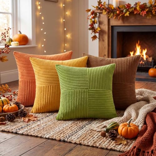 Fall 24x24 Inch Throw Pillow Covers Set of 4 - Boho Autumn Cushion Cases