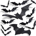 Large 3D Bat Wall Decor Set - Glitter Halloween Decorations for Home & Party
