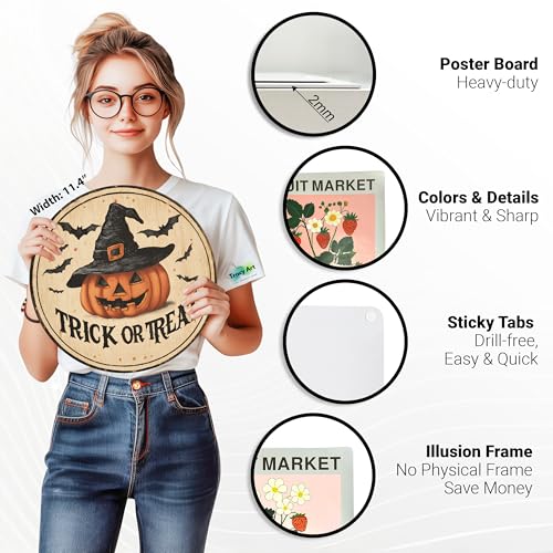 Halloween Wall Decor Poster - Spooky Pumpkin Trick or Treat 12x12