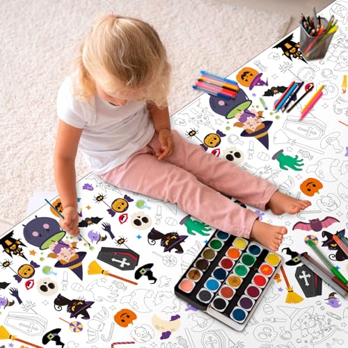 Halloween Coloring Tablecloth - 108 x 54 Inches Party Decoration