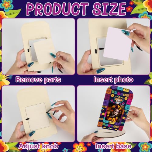 Large Rectangle Dia De Los Muertos Picture Frame for Altar & Tabletop Decorations - Mexican Sugar Skull Memorial Photo Frame Set