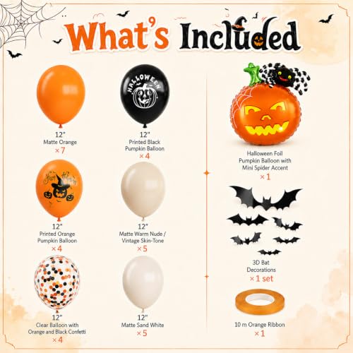 Halloween Pumpkin Balloons Set - Orange & Black Halloween Party Decorations - Variation: Orange Black