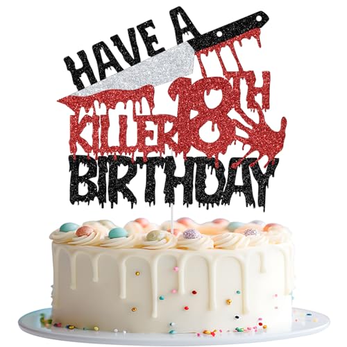 Have a Killer 18th Birthday Cake Topper Halloween Zombie Vampire Glitter - Variation 18