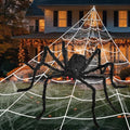 Halloween Spider Web Set with 59-Inch Fake Spider and 20 Mini Spiders - Indoor Outdoor Decor