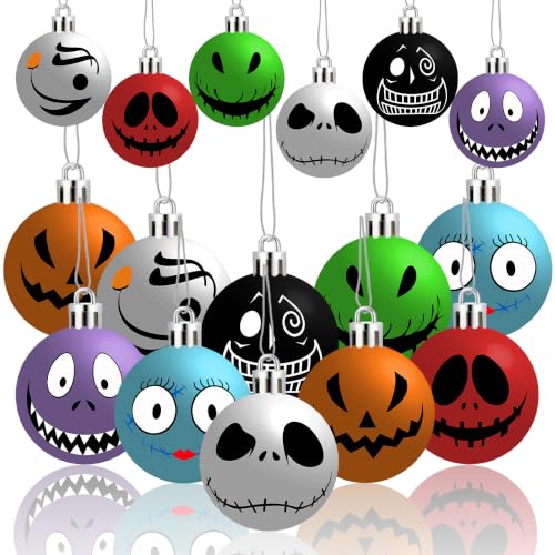 Halloween Ornaments 16 Pack Spooky Cute Plastic Tree Decorations Jack Sally Indoor Outdoor