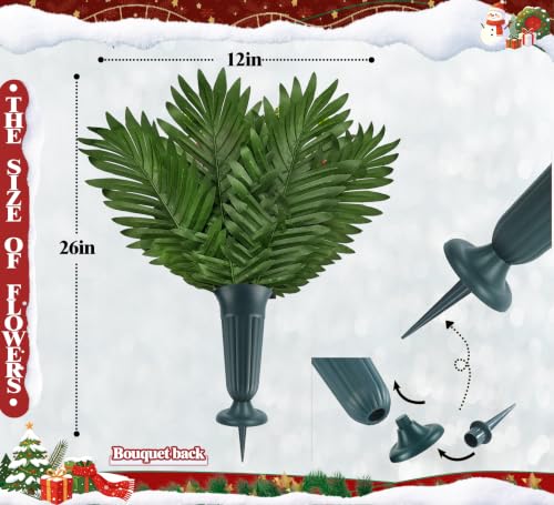 Artificial Christmas Cemetery Flowers Set - Headstone Saddle & Poinsettia Bouquets for Graves