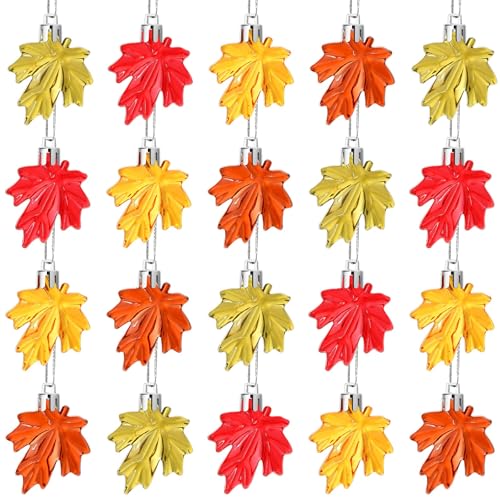 Thanksgiving Fall Maple Leaf Ornaments Set - 24 Mini Autumn Decorations