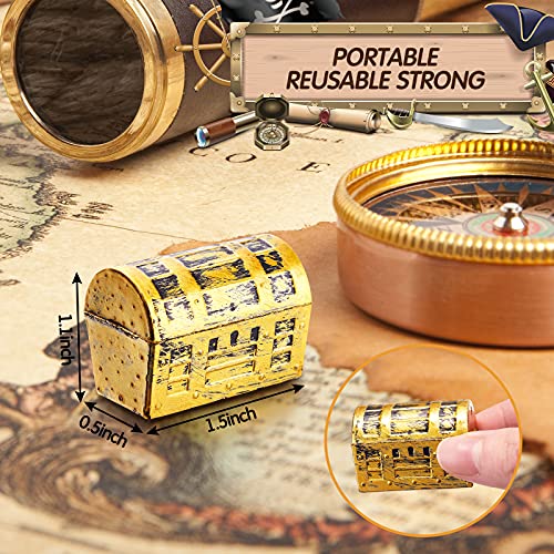 Mini Pirate Treasure Chests Set of 100 - Gold Plastic Storage Boxes for Party Favors