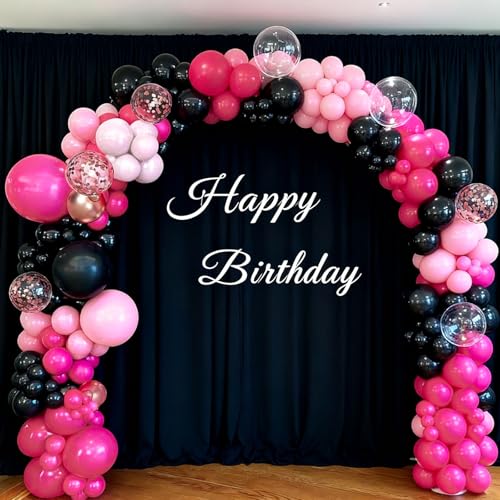 Pink and Black Balloon Garland Kit with Variations - Black Hot Pink Clear 113pcs
