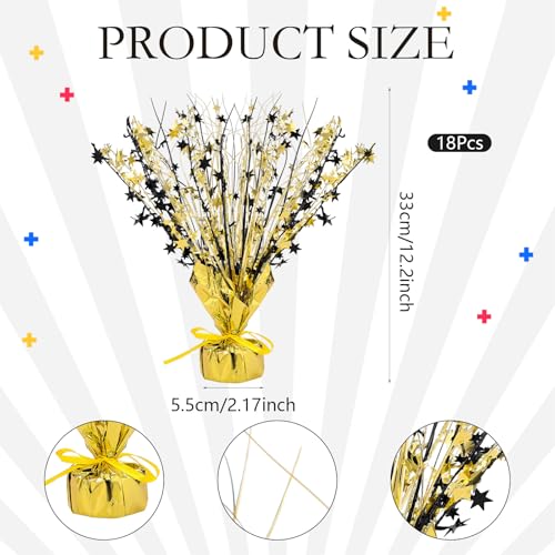 Crowye Black Gold Foil Spray Centerpiece Set - 18 Party Table Decorations - Variation: Black Gold