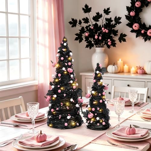 Pink Lighted Halloween Tree - Black Halloween Decorations for Home - Variation of THIS listing