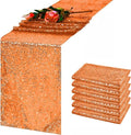 Orange Sequin Table Runners 6 Pack - 12x108 Inch Festive Decor