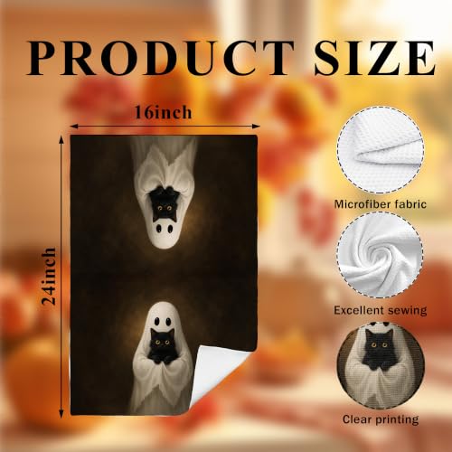 Halloween Ghost Black Cat Kitchen Towels - 15 Color Variations 16x24 Inch