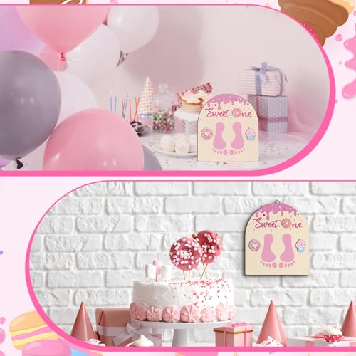 Baby First Birthday Doughnut Footprint Art Decoration - Sweet One Variation