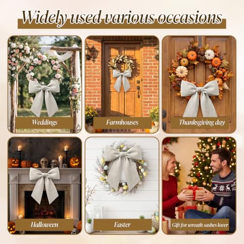 8 Pack Wreath Sash Blank - 55.1 x 5.1 Inches Polyester Garland Ribbon for DIY Embroidery & Holiday Decor