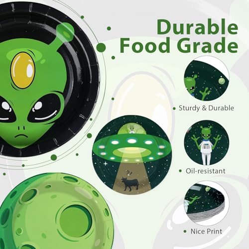Alien Paper Plates 7 Inch Set of 60 - Space Universe Disposable Partyware - Alien Plates Variation