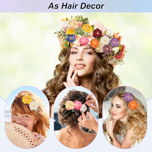 Artificial Peony Flower Heads 10-Pack - Silk Faux Flowers for Wedding & DIY Decor
