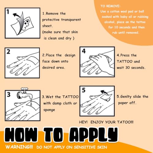 Halloween Temporary Tattoos Set for Kids & Adults - Vintage Retro Designs, 36 Sheets