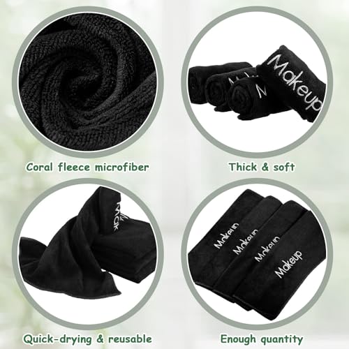 30 Pack Makeup Towels - Black Microfiber Face Washcloths for Deep Cleansing - Classic Variation