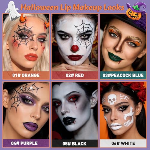Halloween Lip Set - 6 Bold Matte Liquid Lipsticks Waterproof Lasting