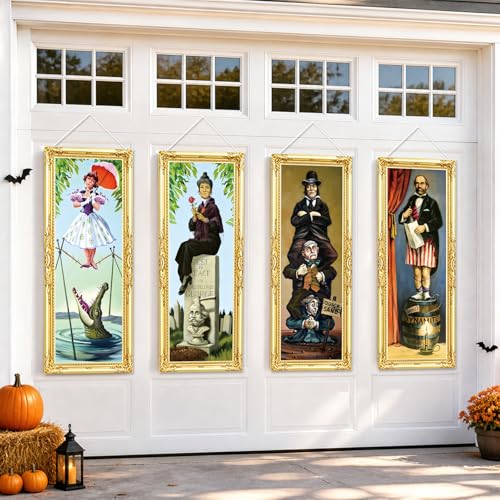 Halloween Decorations 4-Piece Spooky Mansion Banner Set Indoor Outdoor