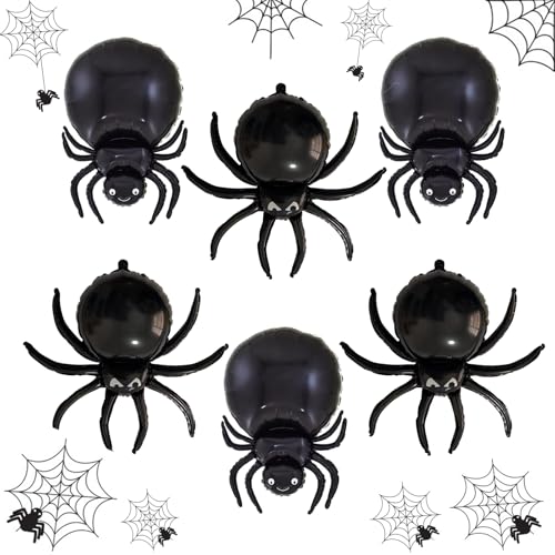 Black Spider Balloons Halloween Party Decorations - Set of 6