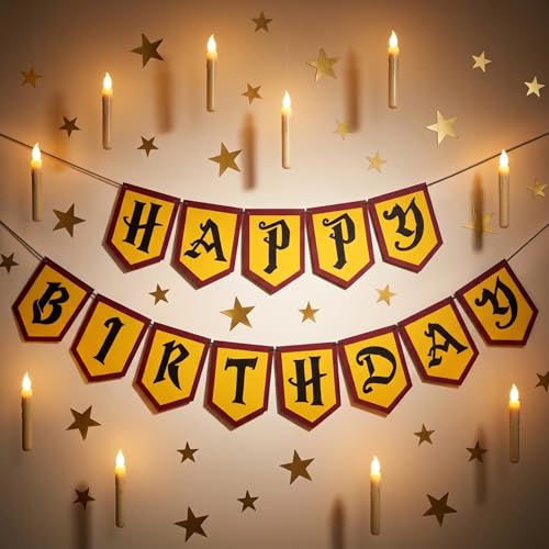 Magical Wizard Birthday Banner for Halloween Party - Pre-Strung Decor