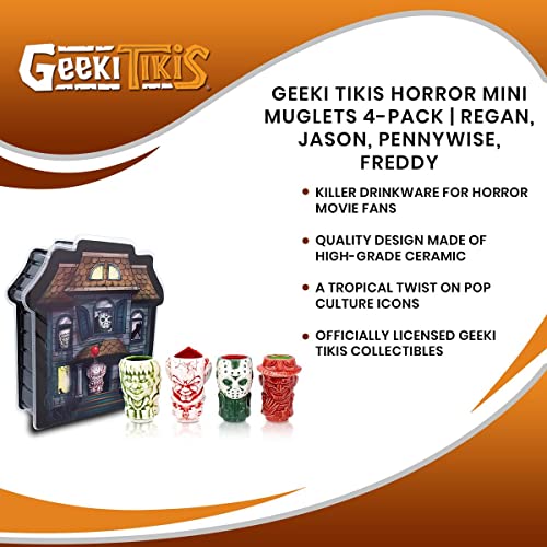 Horror Movie Mini Muglet Set - 4 Collectible Ceramic Cocktail & Coffee Cups