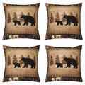 Bear Throw Pillow Covers 20x20 Set of 4 Multi Wildlife Animal Cushion Covers for Couch Sofa Rustic Cabin