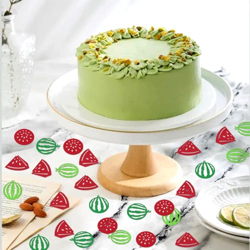 Watermelon Confetti - 200Pcs Double-Sided Green and Red Paper Table Decor for Summer Parties - Watermelon Variation
