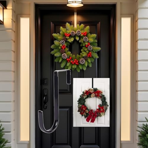 Black Wreath Hanger Carbon Steel 5 Inch Door Hook for Seasonal Decorations