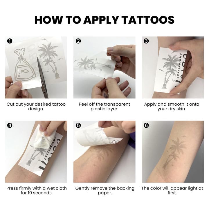 Semi-Permanent Ocean Trident Tattoo Set - Lasts 7-15 Days, Waterproof & Skin-Friendly