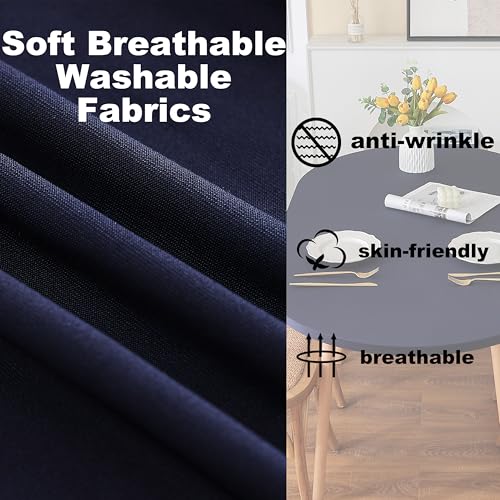 Navy Blue Fitted Spandex Oval Tablecloth 42x72 Inch with Elastic Band