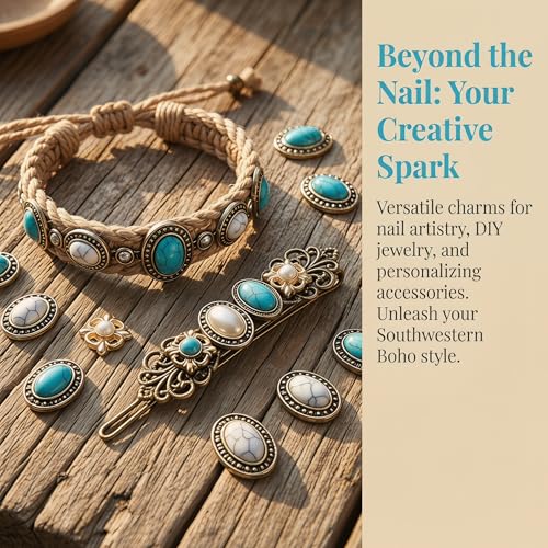 Turquoise 3D Flower Nail Charms - Mix Color Rhinestones for Nail Art, 20pcs