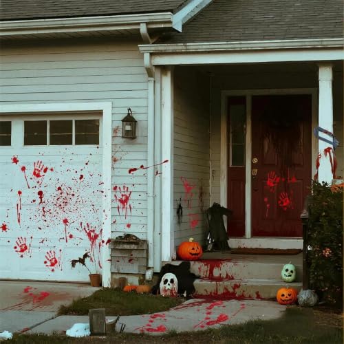 Halloween Bloody Window Stickers Set - 9 Sheets, 84 Pc Horror Decorations