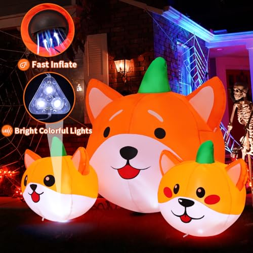 5 ft Halloween Inflatable Pumpkin Dog Outdoor Decor with LED Lights