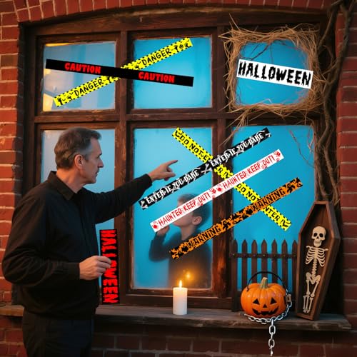 Halloween Wall Stickers Party Danger Warning - Removable Caution Tape - Haunted House Door & Window Decor (Variation: Danger Warning)