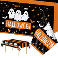 Halloween Ghost Tablecloth Set - Disposable Plastic Black Orange Bat Party Cover, 54 x 108 Inches - Variation of THIS listing