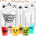 72 Pcs Halloween Plastic Cups with Lids and Straws - 12oz Disposable Party Drinkware - Halloween Design - Variation of THIS listing