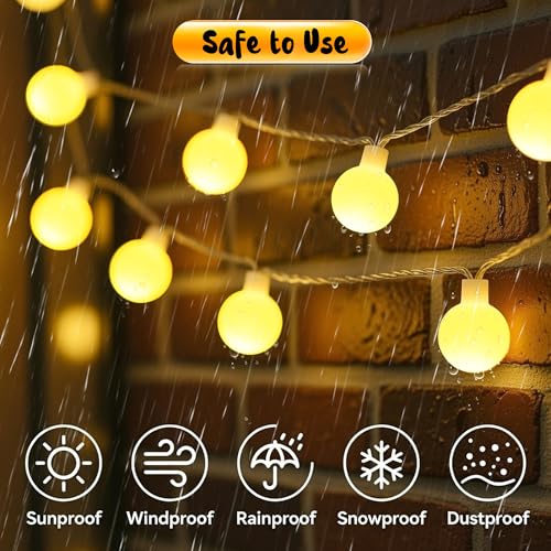50 LED Globe String Lights with Timer & 8 Modes - Battery Operated Indoor Outdoor Decor
